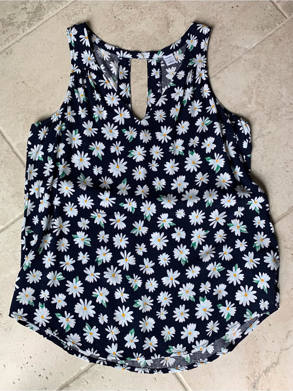 Old Navy Navy Floral Daisy Tank Top